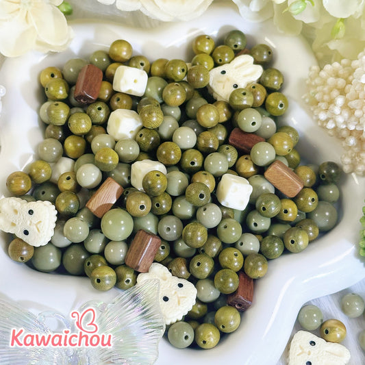 [TZ-56] アボカド翠庭・8/10mm・✨限量 5 名・アラシャン瑪瑙・タグアナッツ・木製ビーズ