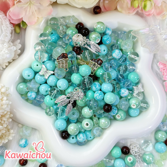 [TZ-24]ミントショコラ・8/10/mm・💫夜光・陶器・天然石・💖大人気