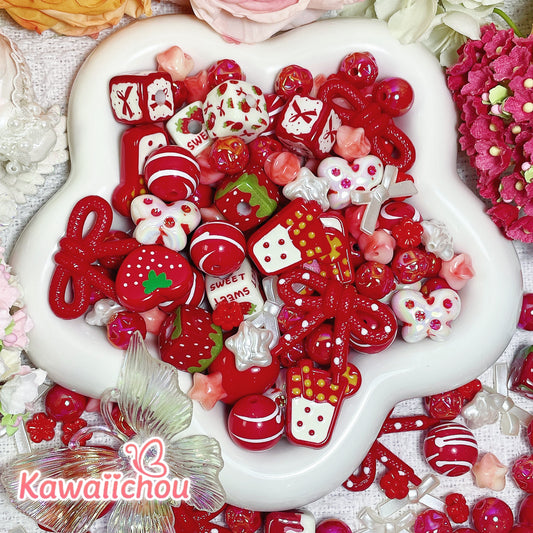 [TZ-104] いちごタイム・8/10/12/14/16/20mm・DIYアクリルビーズ